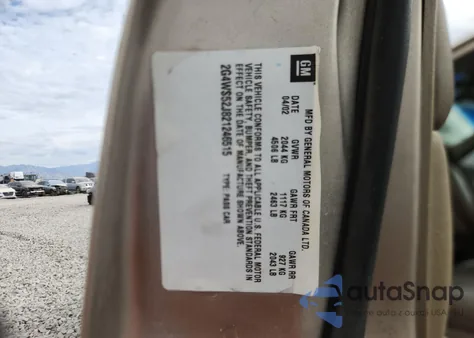 2002 Buick Century Custom from USA, damaged, VIN 2G4WS52J821246515